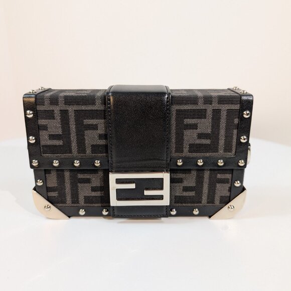 Fendi Black Baguette Trunk Mini in FF Jacquard Canvas with Upgraded Strap - Picture 5 of 16